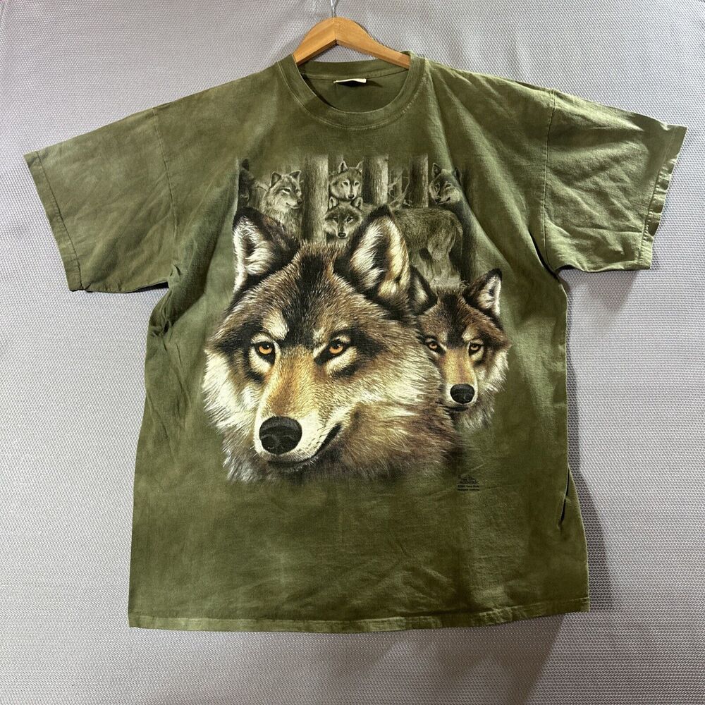 The Mountain Wolf T Shirt Green Tie Dye Nature Animal Tee USA Size 2XL